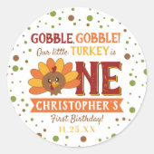 Kleine Turkse Herfst Thanksgiving 1e verjaardag Ronde Sticker (Voorkant)