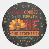 Kleine Turkse Herfst Thanksgiving 1e verjaardag Ronde Sticker (Voorkant)