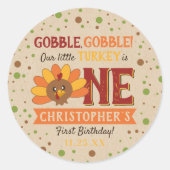 Kleine Turkse Herfst Thanksgiving 1e verjaardag Ronde Sticker (Voorkant)
