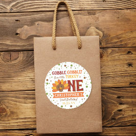 Kleine Turkse Herfst Thanksgiving 1e verjaardag Ronde Sticker
