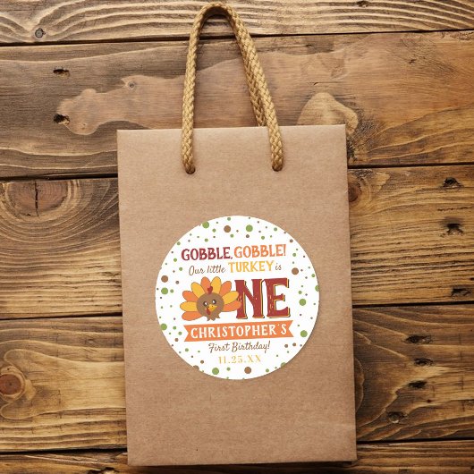 Kleine Turkse Herfst Thanksgiving 1e verjaardag Ronde Sticker