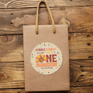 Kleine Turkse Herfst Thanksgiving 1e verjaardag Ronde Sticker