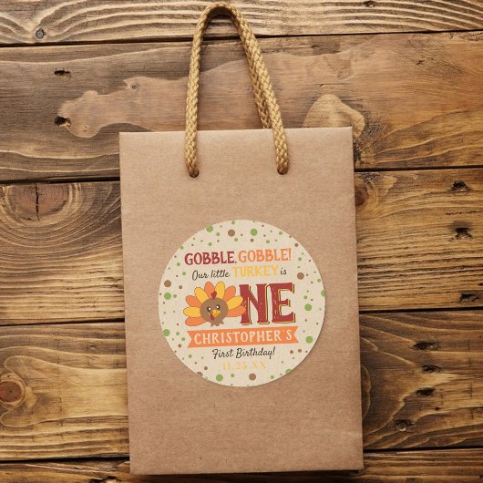Kleine Turkse Herfst Thanksgiving 1e verjaardag Ronde Sticker
