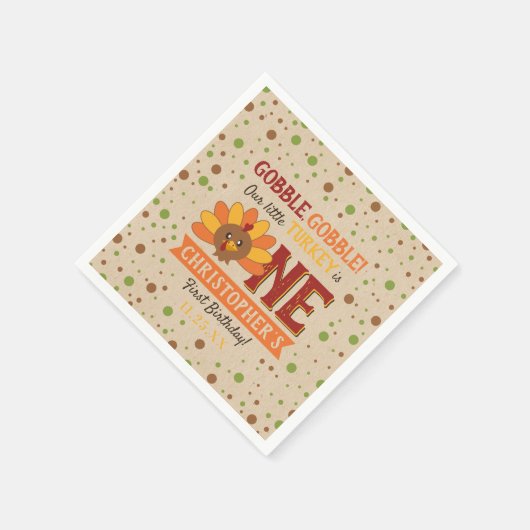 Kleine Turkse Herfst Thanksgiving 1e verjaardag Servet (Hoek)