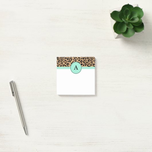 Kleine Turquoise Leopard Monogramed Post Post-it® Notes (Kantoor)
