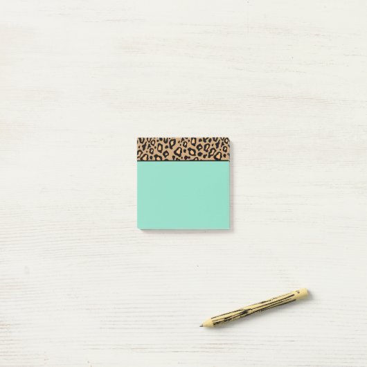 Kleine Turquoise Leopard Post Post-it® Notes (Op bureau)