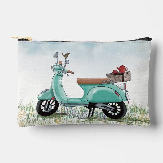 Kleine turquoise scooter etui (Voorkant)