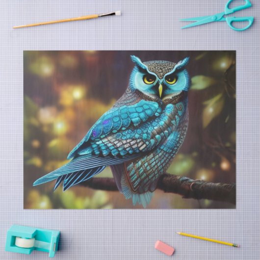 Kleine turquoise uil tissuepapier (Craft)