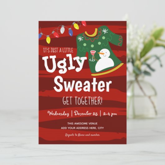 Kleine Ugly Sweater haalt kerstfeest bij elkaar Kaart (Staand voorkant)