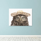 Kleine Uil | Athene noctua Canvas Afdruk (Insitu (Houten vloer))