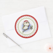 Kleine Uil Dragen Kerstmis Pet in Sneeuwval Ronde Sticker (Envelop)