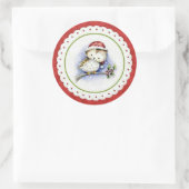 Kleine Uil Dragen Kerstmis Pet in Sneeuwval Ronde Sticker (Tas)
