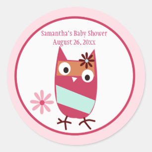 Kleine Uil Gepersonaliseerd Baby shower Favor Stic Ronde Sticker