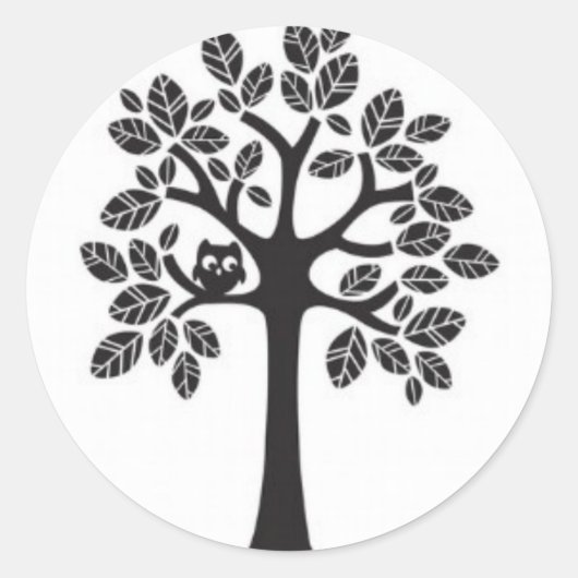 Kleine Uil in een Grote Boom Ronde Sticker (Voorkant)