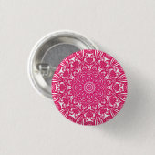 Kleine uil mandala viva magenta ronde button 3,2 cm (Voorkant /achterkant)