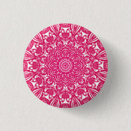 Kleine uil mandala viva magenta ronde button 3,2 cm