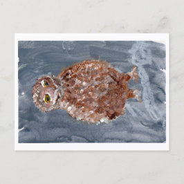 Kleine uil met grijze achtergrond briefkaart