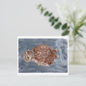 Kleine uil met grijze achtergrond briefkaart (Staand voorkant)