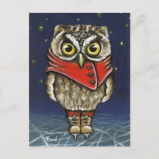 Kleine uil op ijs briefkaart (Voorkant)