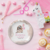 Kleine Uil Schattige Roze Verjaardag Papieren Bordje (Feest)