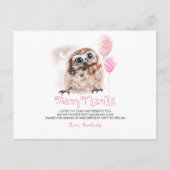 Kleine Uil Verjaardag Dank u Briefkaart (Voorkant)