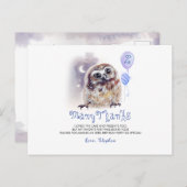 Kleine Uil Verjaardag Dank u Briefkaart (Voorkant / Achterkant)