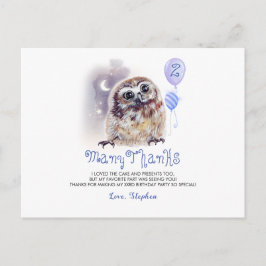 Kleine Uil Verjaardag Dank u Briefkaart