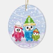 Kleine uilen in sneeuw Kerst ornament (Links)