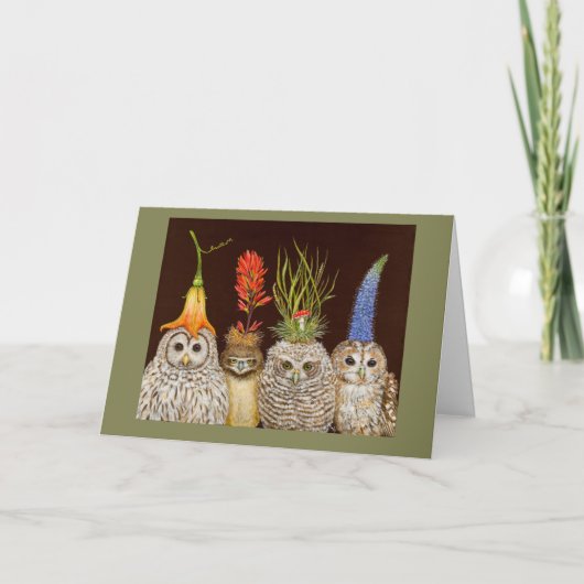 Kleine uilen op Big Pet Night card Kaart (Voorkant)
