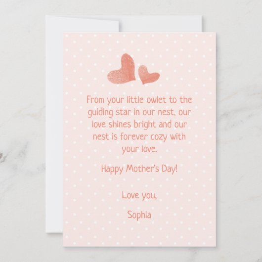 kleine uiltje met mam liefde happy moeders dag Kaa Kaart (Achterkant)