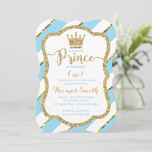 Kleine uitnodiging van prins Birthday in Blue & Go (Staand voorkant)