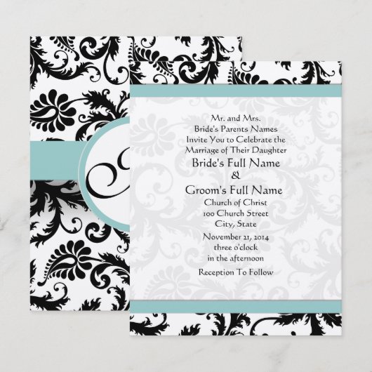 Kleine uitnodiging voor een huwelijk van 4 x 5 zwa (Voorkant / Achterkant)