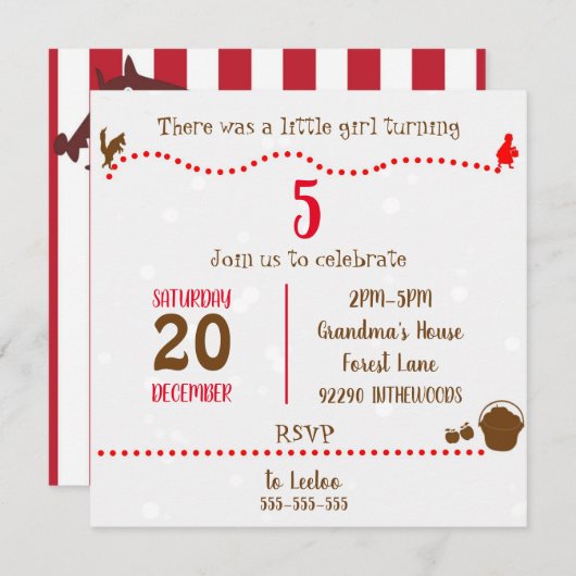 Kleine uitnodiging voor een roodringloopwedstrijd (Voorkant / Achterkant)