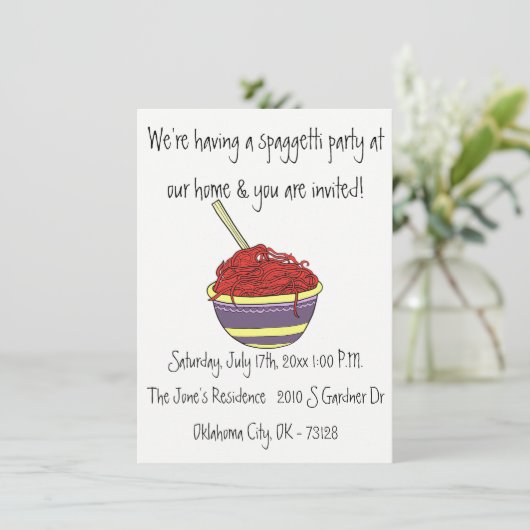 kleine uitnodigingen van de spagetti - partij (Staand voorkant)