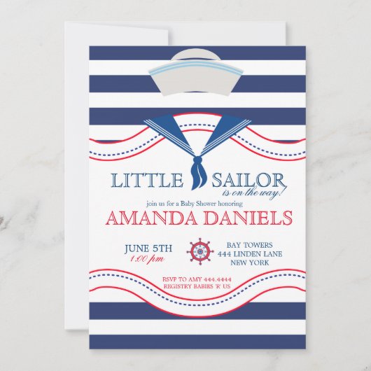 Kleine uitnodigingen voor Nautical Baby Shower (Voorkant)