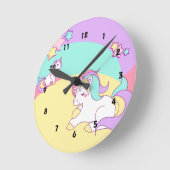 Kleine Unicorns in pasteelkleuren Ronde Klok (Hoek)