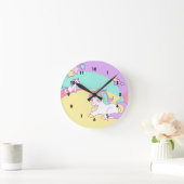 Kleine Unicorns in pasteelkleuren Ronde Klok (Huis)