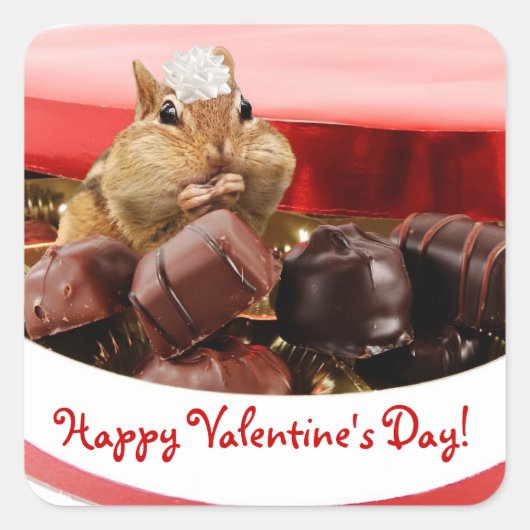 Kleine Valentijn Chipmunk Vierkante Sticker (Voorkant)