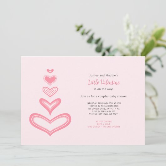 Kleine Valentijn koppels baby shower Kaart (Staand voorkant)