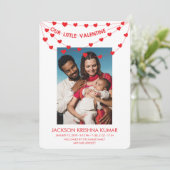 Kleine Valentijn Unieke Geboorteaankondiging Kaart (Staand voorkant)