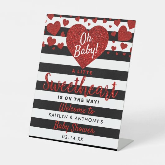 Kleine Valentijnsdag Baby shower Reclamebord Met Voetstuk (Voorkant)