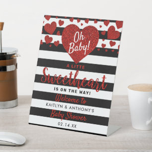 Kleine Valentijnsdag Baby shower Reclamebord Met Voetstuk