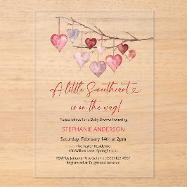 Kleine Valentijnse Baby showers Acryl Uitnodigingen