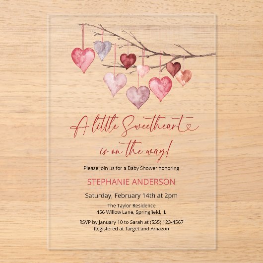 Kleine Valentijnse Baby showers Acryl Uitnodigingen (Voorkant)