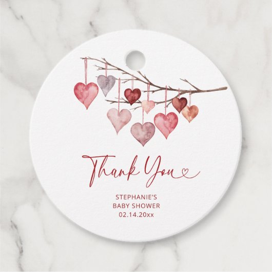 Kleine Valentijnse Baby showers Bedankjes Labels (Voorkant)