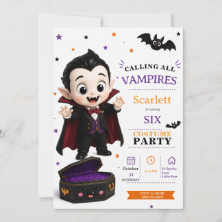 Kleine vampierkostuum - Feest Halloween verjaardag Kaart