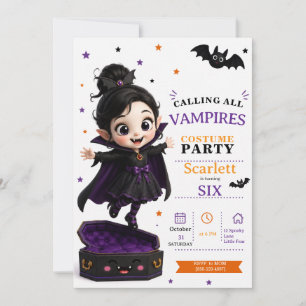 Kleine vampierkostuum - Feestje Halloween verjaard Kaart