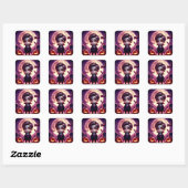 Kleine Vampire Beatrix onder de Grote Maan Vierkante Sticker (Vel)
