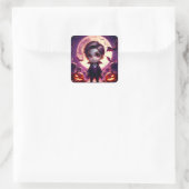 Kleine Vampire Beatrix onder de Grote Maan Vierkante Sticker (Tas)