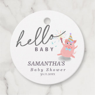 kleine varken Calligrafie Baby Borrel Hallo baby Bedankjes Labels